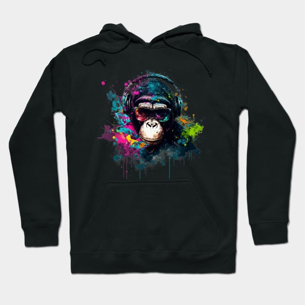 Ink Splash DJ Chimp Hoodie by Abili-Tees